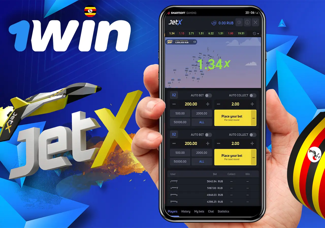 1Win JetX crash game in Uganda