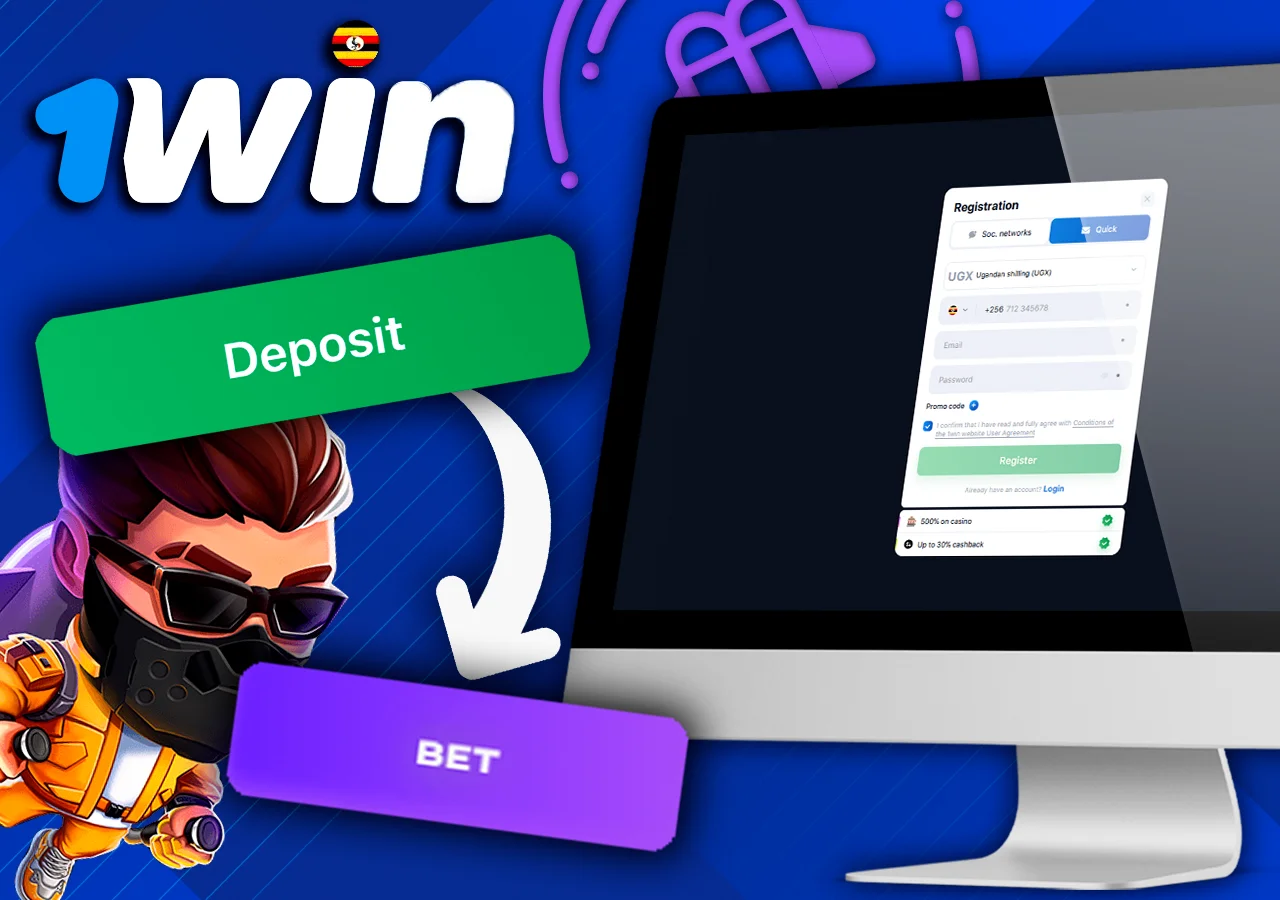 Monitor your online casino registration, with options to deposit and place bets nearby.