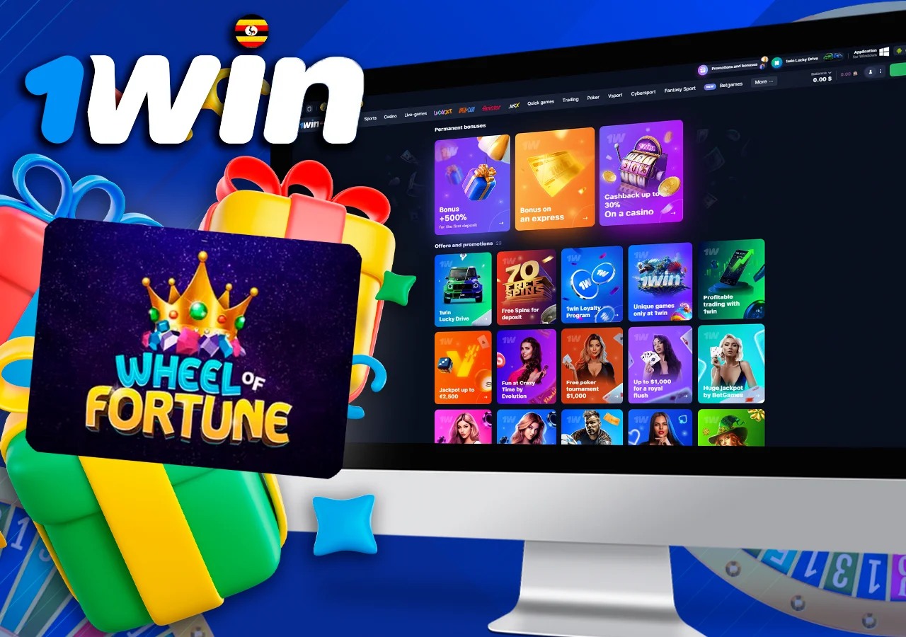The monitor shows an overview of bonuses and promotions available through the online casino.